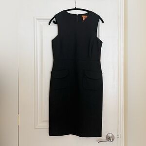 Tory Burch Black Wool Blend Sheath Dress Size 8 Sleeveless Career Elegant